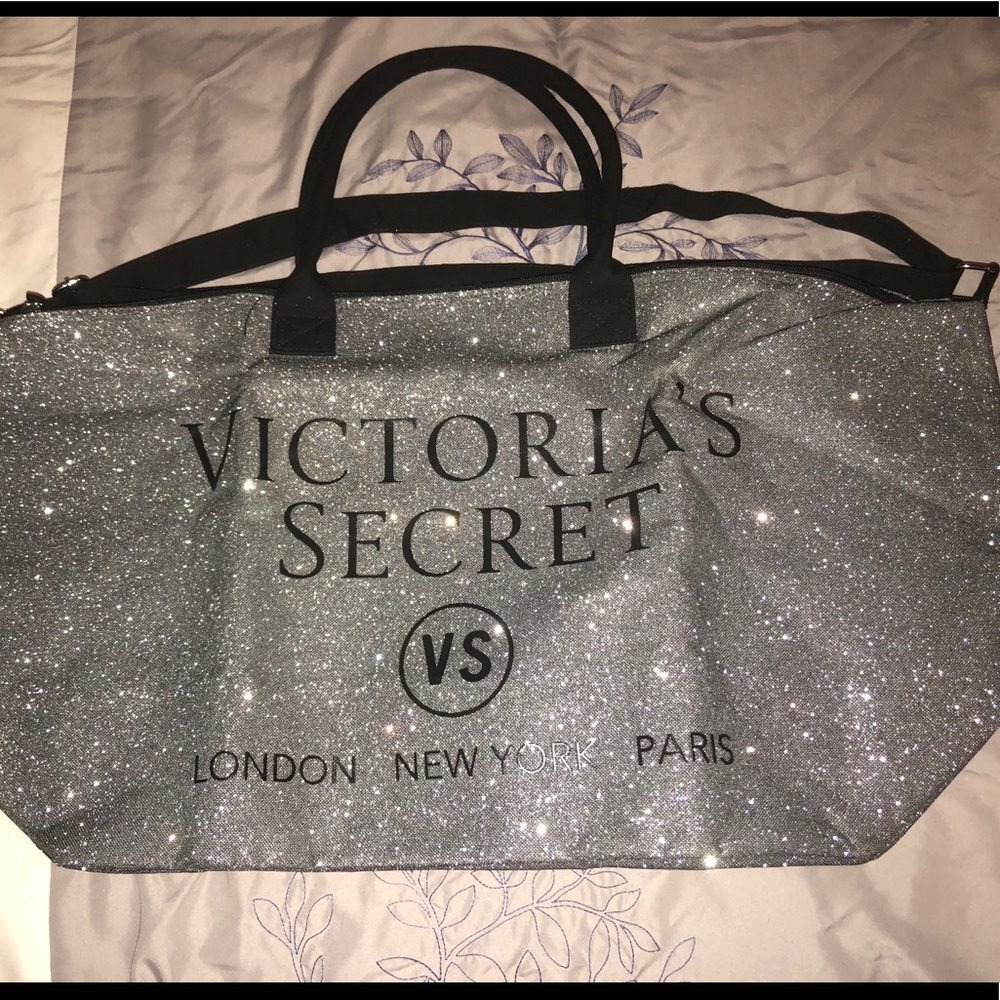NWOT Silver Glitter Victorias Secret Tote!